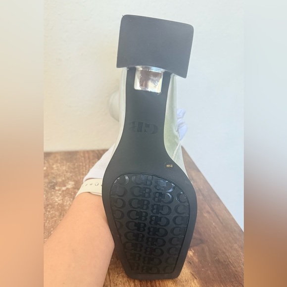 Gianni Bini Stretch Silver Ankle Boots with Metallic Block - Picture 7 of 8